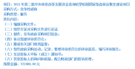2021年第二批中央林业改革发展资金青海哈里哈图国家级森林宣教室建设项目